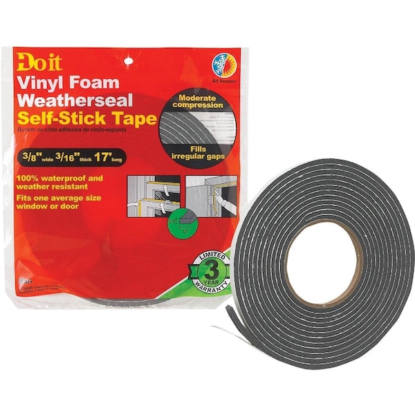 All-Source 3/8in. W x 3/16in. T x 17' L Charcoal Foam Weatherstrip Tape V212GHDI - main